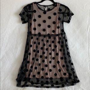 NWOT H&M Sheer Black Dot Dress w/ Lining Size 8-9y